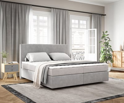Boxspringbed Dream-Well Cord Zilvergrijs 180x200 cm met Matras en Topper