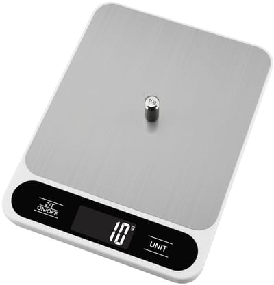 voedselweegschaal wit, digitale keukenweegschaal van 22 lb/10 kg met gram- en ounce-weergave voor bakken, koken en afvallen, nauwkeurige schaalverdeling van 1 g/0,04 oz, eenvoudig te reinigen roestvrij staal