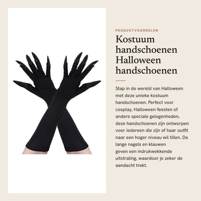 Dailygoods- Handschoenen Kostuum - Lange Nagel/Halloween - Cosplay Rekwisieten - Lichtgewicht/Duurzaam - Geschikt voor Dierenkostuums - Kostuumhandschoenen