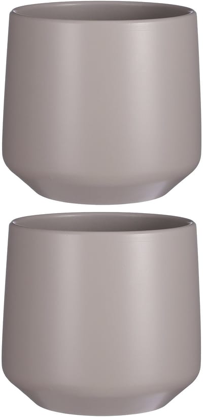 Mica Decorations Bloempot/plantenpot - 2x stuks - mat taupe - H21/D23,5 cm - keramiek - voor kamerplant