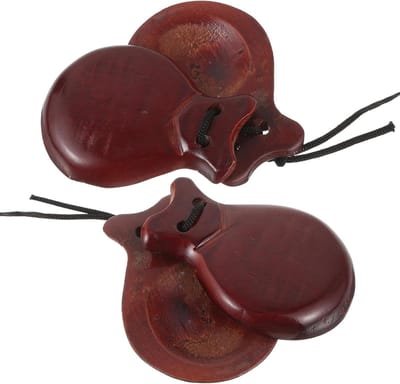 Houten Castagnetten - Flamenco Percussie - Muziek Maken - Massief Hout - 8.5 x 6.5 cm - Bruin