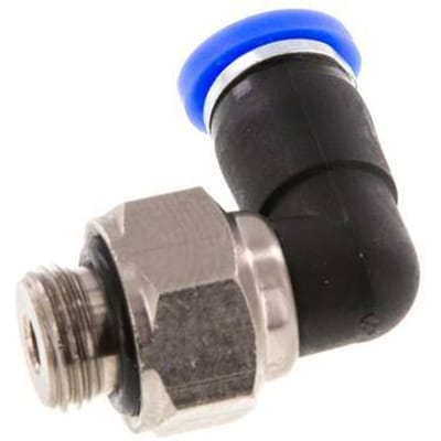 4mm & G1/8'' L-stuk Draaidoorvoer Insteek Buitendraad Vernikkeld Messing/PBT NBR