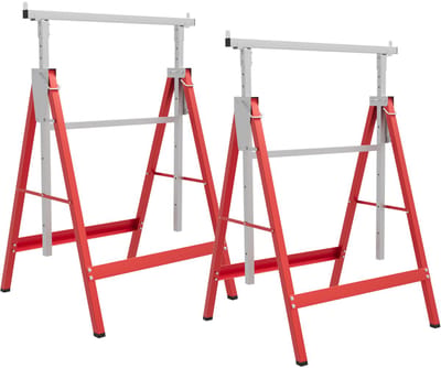 Set van 2 opvouwbare, telescopische schragen, in hoogte verstelbaar van 80 tot 130 cm, rood