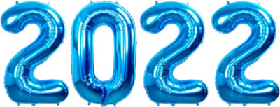 Folie Ballon Cijfer 2022 Oud En Nieuw Feest Versiering Happy New Year Ballonnen Decoratie Blauw 86Cm Met Rietje