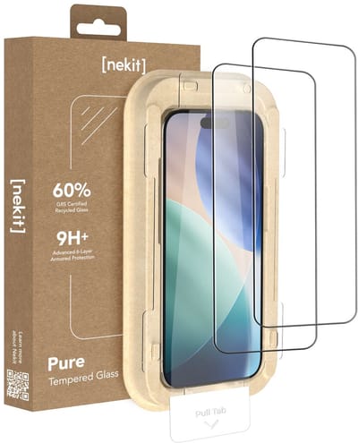 NEKIT Pure - Duo Pack Tempered Glass Geschikt voor iPhone Air - 9H+ Gehard - GRS Gerecycled Glas - Screen Protector met Installatiebox - Case Friendly