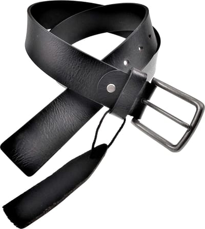 Leren Riem Heren - 100% Echt Leer - Licht Gebarsten Zwarte Riem – 40 mm Brede Riem - Totale lengte 111 cm - Taillemaat 90 cm tot 100 cm