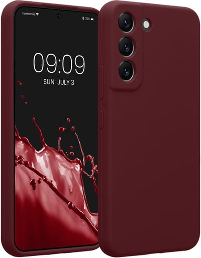 kwmobile telefoonhoesje geschikt voor Samsung Galaxy S22 - TPU backcover met siliconen coating - Smartphone case in bordeaux-violet