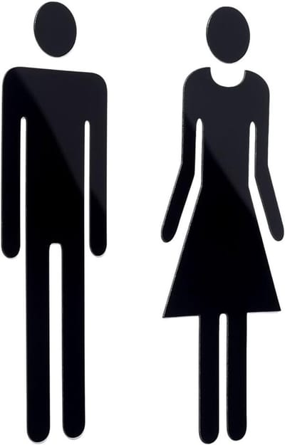 20 Stuks Zwarte Toiletborden, Acryl Badkamersigns met Plakstickers voor Dames en Heren, Perfect voor Thuis, Kantoor en Restaurants