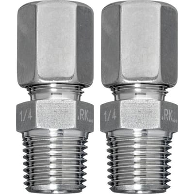 Pijpconnector roestvrij staalpijp 8 mm tot G 1/4'' buitendraad [2 stuks]