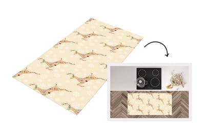 Keukenloper - Loper keuken - Regenboog - Rendier - Kerst cadeau - Patronen - Christmas - 120x60 cm - Keukenloper vinyl