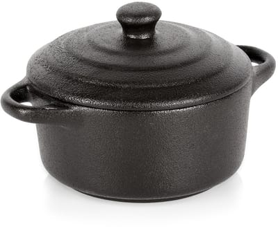 Vilde - Porseleinen Ovenschaal - 300 ml - Met Deksel - Zwart