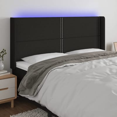 vidaXL - Hoofdbord - LED - 183x16x118/128 - cm - stof - zwart