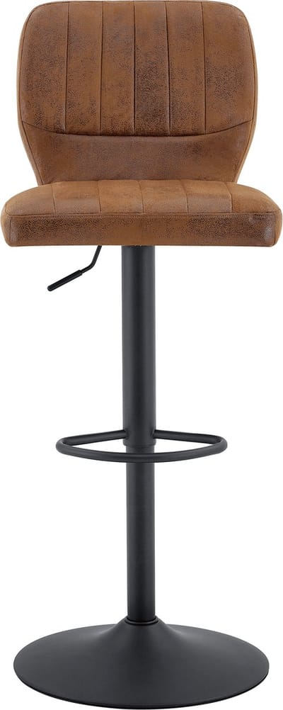Barkruk - Hoogteverstelbare Draaibare Barkruk Met Rugleuning En Voetsteun - Voor Keuken En Bar - Kunstleer En Metaal - Zwart Bruin