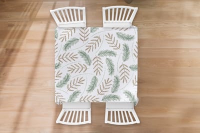 Kerst Tafelkleed - Kerstmis Decoratie - Tafellaken - Kerst - Patronen - Takken - 100x100 cm - Kerstmis Versiering - Tafeldecoratie Kerstmis - Kerstdecoratie tafel - Tafelversiering
