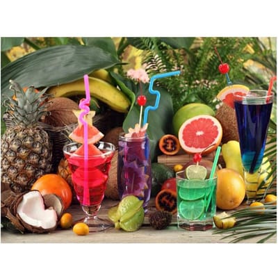 Diamant borduurwerk eten drankjes cocktail fruit 5D diamant schilderij steentjes mozaïek sticker 20X30CM black