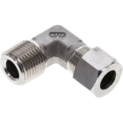 1/2'' NPT Buitendraad x 12L RVS Elbow 90deg Snijring 315 Bar DIN 2353 - FL2E-MC-ST-012N-12-L