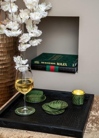 CartelloHome - Waxinehouder - Leer - Croco Groen