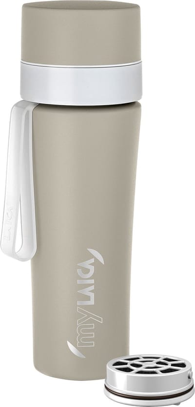 Laica MyLaica - stalen drinkfles met waterfilter - bidon - 0,55 liter - Beige - inclusief FastDisk waterfilter