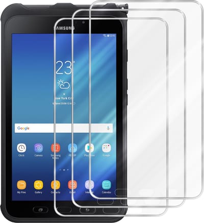 Cadorabo 3x Screenprotector geschikt voor Samsung Galaxy Tab Active in KRISTALHELDER - Getemperd Pantser Film (Tempered) Display beschermend glas in 9H hardheid met 3D Touch