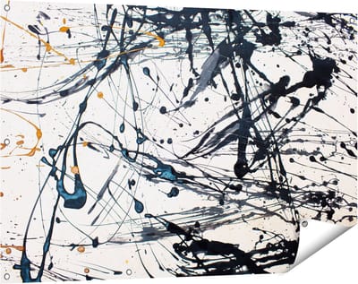 Gards Tuinposter Abstracte Kunst van Zwarte Verf - 120x80 cm - Tuindoek - Tuindecoratie - Wanddecoratie buiten - Tuinschilderij