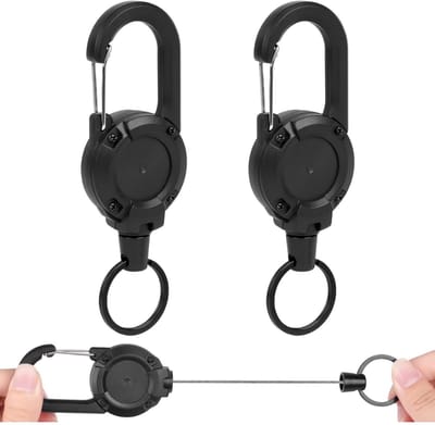 TOVBMUP Intrekbare sleutelhanger - 2-pack - Intrekbare sleutelhanger met intrekbaar koord voor ID-kaarthouders, kaarthouders en sleutelkaarten