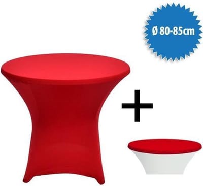 Cover Up Terrastafelrok Stretch - Ø80-85cm - Incl. Topcover - Rood