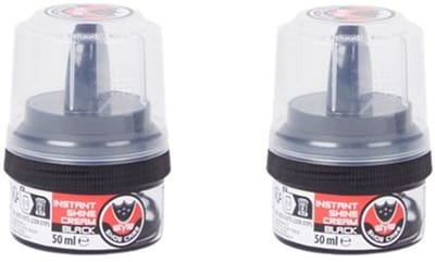 Schoenpoets met spons POETSIE - Zwart - Kunststof - 50 ml - Set van 2 - Shoeshiner - Schoensmeer -