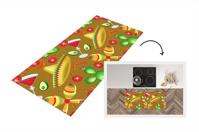 Keukenloper - Loper keuken - Mexico - Sombrero - Patronen - 120x50 cm - Keukenloper vinyl