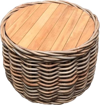 Sumatra grote ronde tafel met teakblad naturel rotan