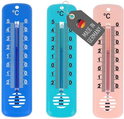 Set van 3 analoge kamerthermometers - Weerbestendig, kleurvarianten in blauw, groen en roze