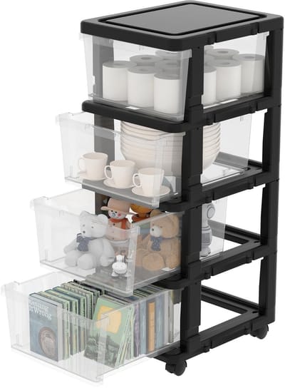 Dailygoods- Opbergladenunit - Kunststof - Opberglade met wielen - Mobiele opbergunit - Afneembaar - Duurzaam polypropyleen materiaal - Ladekast