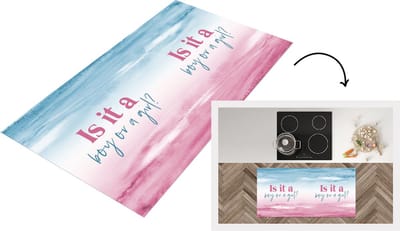Keukenloper - Loper keuken - Baby - Zwangerschap - Babyshower - Is it a Boy or a Girl - Gender reveal - Tekst - Spreuken - 120x60 cm - Keukenloper vinyl