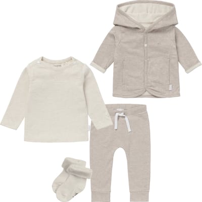 Noppies - kledingset - 5delig - vest Bonny - broek Melissa Taupe - shirt Hester - 2paar sokjes Kai - Maat 68