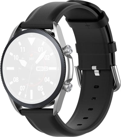 Leren bandje - geschikt voor Garmin Venu (2 Plus) / Venu SQ (2) / Vivomove (Style - Sport) / Vivoactive 3 / 5 / 6 / Forerunner 55 / 165 / 245 / 645 / 570 - 42mm - zwart