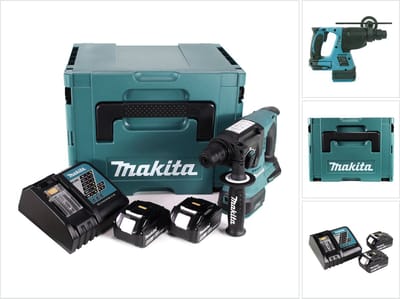 Makita DHR 242 RGJ accuklopboormachine 18V 2.0J SDS-plus Brushless + 2x accu 6.0Ah + lader + Makpac