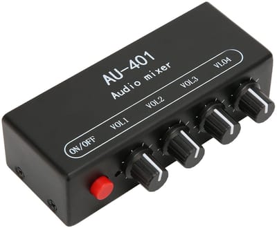 Allecto - Stereo Audiomixer - 4 Kanalen - Ideaal voor thuisgebruik - Compact formaat - Geschikt voor hoofdtelefoon en luidsprekers - Perfect voor b...