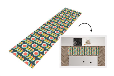 Keukenloper 200x50 cm - Keukenmat vinyl Retro - Bloemen - Scandinavisch - Keukenmatten loper - Keuken vloerkleed tapijt