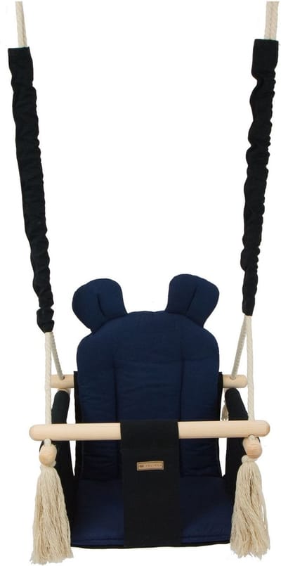 Babyschommel - babyswing - met oren - max. 20 kg - zwart, marine