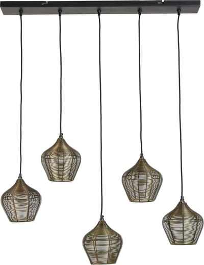 Light & Living Hanglamp Alvaro - Antiek Brons - 100x20x122cm - 5L - Modern - Hanglampen Eetkamer, Slaapkamer, Woonkamer