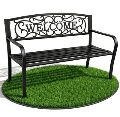 Tuinbank IRYS / Staal Buitenbank / Zwart / Maximale Belasting 320 kg / 127 x 86 x 62 cm