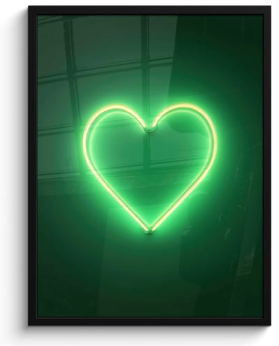 Poster in lijst - Fotolijst 50x70 cm - Posters - Neon - Groen - Licht - Posterlijst zwart - Decoratie - Wanddecoratie woonkamer - Muurdecoratie slaapkamer