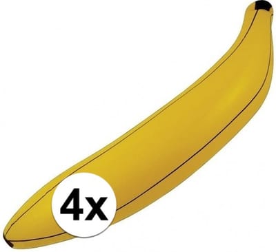 Opblaasbare banaan – geel – 80 cm – opblaas fruit - 4x - tropisch - zwembad/feest - decoratie