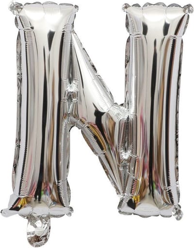 Folieballon / Letterballon Zilver - Letter N - 41cm
