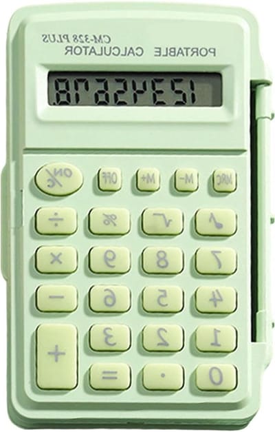 Mini rekenmachine - Draagbare calculator - Dagelijkse berekeningen - Met beschermkap - 8-cijferig scherm - Lichtgroen