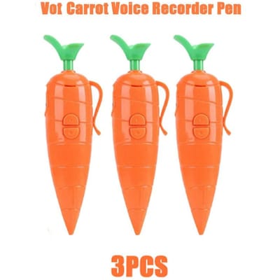 Stylo Bille Enregistreur Vocal Carotte 2 en 1 Enregistreur Vocal Électronique 60S Stylo Carotte Nouveauté Stylo Lapin Bébé Étudiant Papeterie Mignonne Cadeau pour Enfant 3pcs
