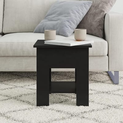 Vierkante salontafel - Moderne bijzettafel - Woonkamer opbergen - Met extra legplank - 40x40x42 cm - Zwart
