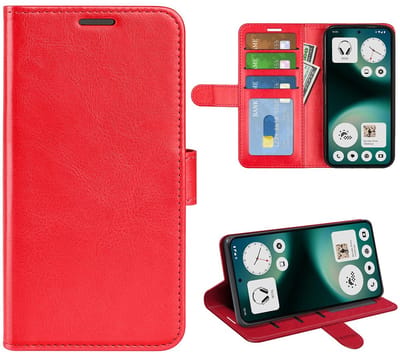 MobyDefend Hoesje - Geschikt voor Nothing Phone (3a) Lite - Wallet Book Case (Sluiting Achterkant) - Rood