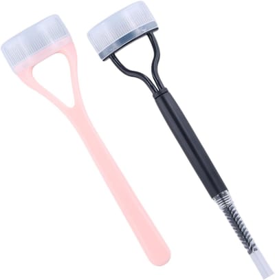 Multifunctionele wimperkammen en wenkbrauwkwast voor perfecte oogmake-up, set van 2 in roze en zwart, ideaal voor wimperverzorging en styling