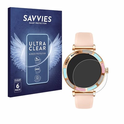 Savvies - Screenprotector voor Bekomiya Smartwatch 1.27" - Folie Beschermfolie transparant 6 Stuks