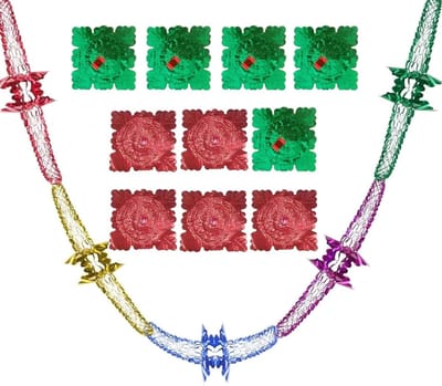 Kleurrijke kerstdecoratie met honingraatpatroon voor een feestelijke sfeer in huis